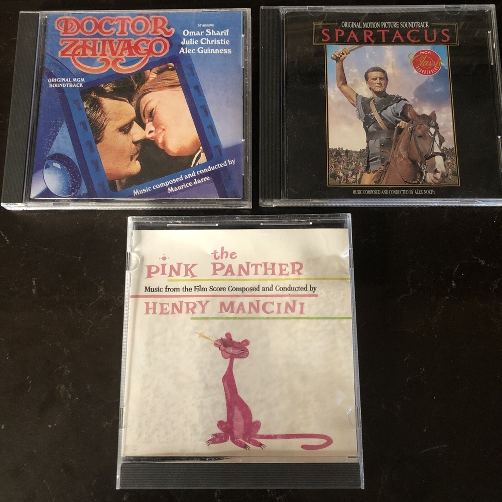 Vtg Lot Of 3 Movie Film The Pink Panther Spartacus Doctor Zhivago Music CD